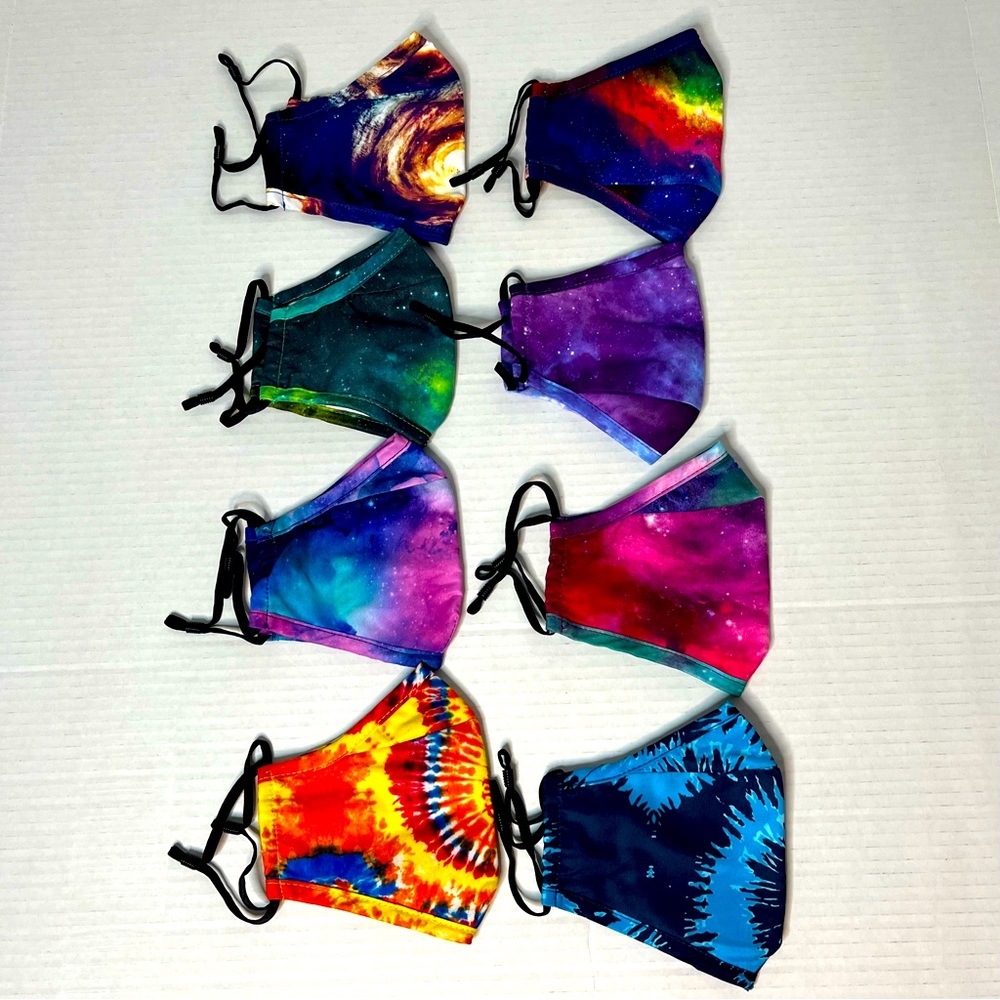 Fedciory Washable Reusable Adjustable Adult Face Masks Tie-Dye Pack of 8 New!